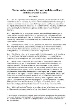 Cover der PDF-Dabei zum Thema Charter on Inclusion of Persons with Disabilities in Humanitarian Action