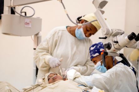 Ear surgery of a little boy