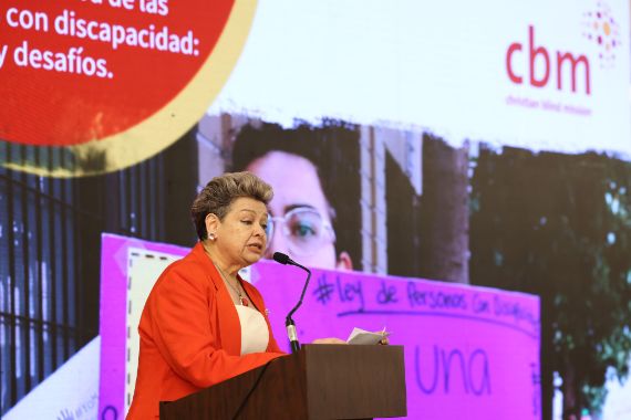  Lucrecia Peinado, First Lady of Guatemala, opens the inclusive dialogue event organised by CBM. 