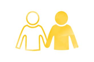 Zwei Figuren, Hand in Hand