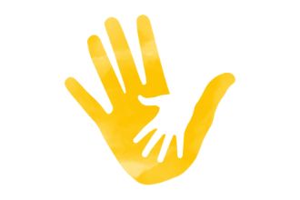 Kleine Hand auf einer großen Hand