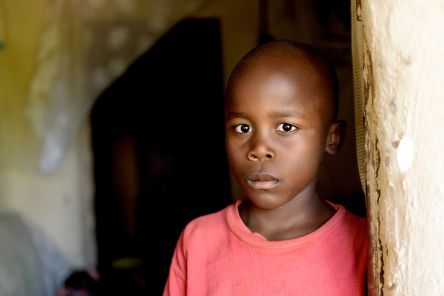 A boy looking directly into the camera