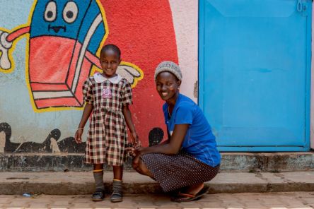 Shallom with her mother at School. 