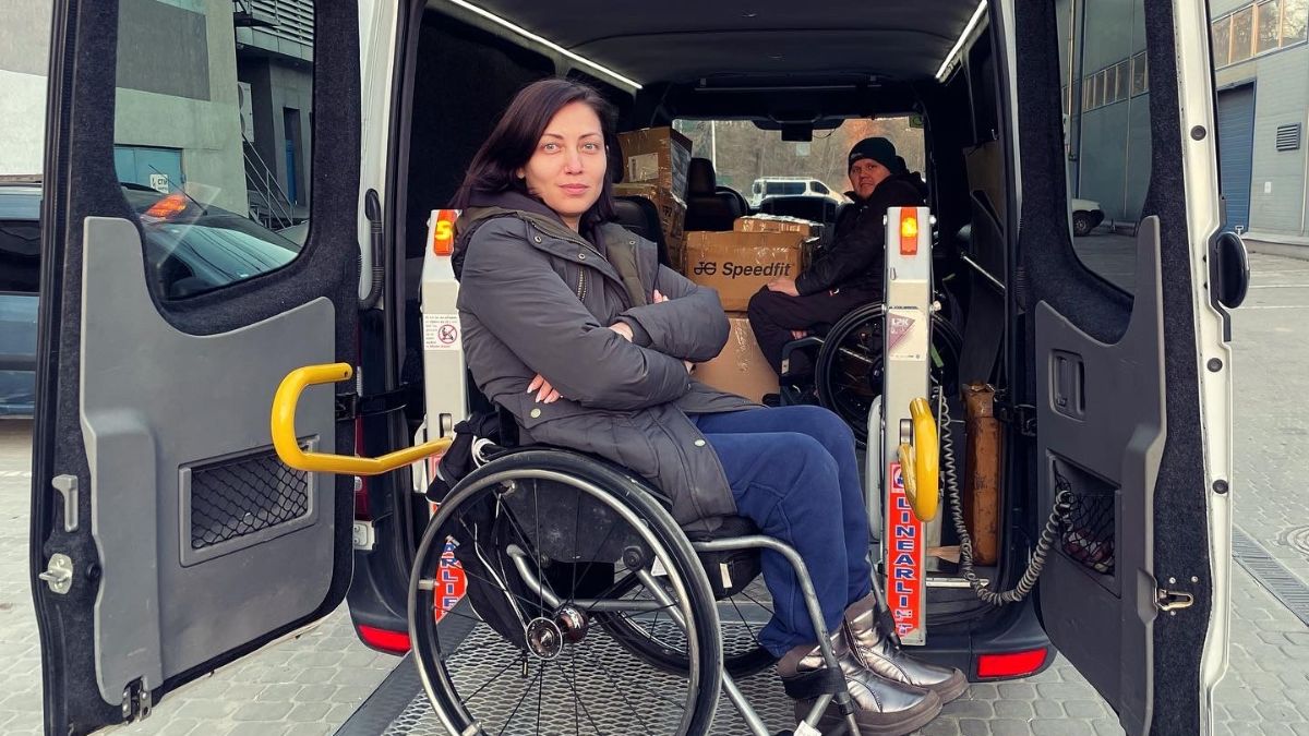 A woman in a wheel chair